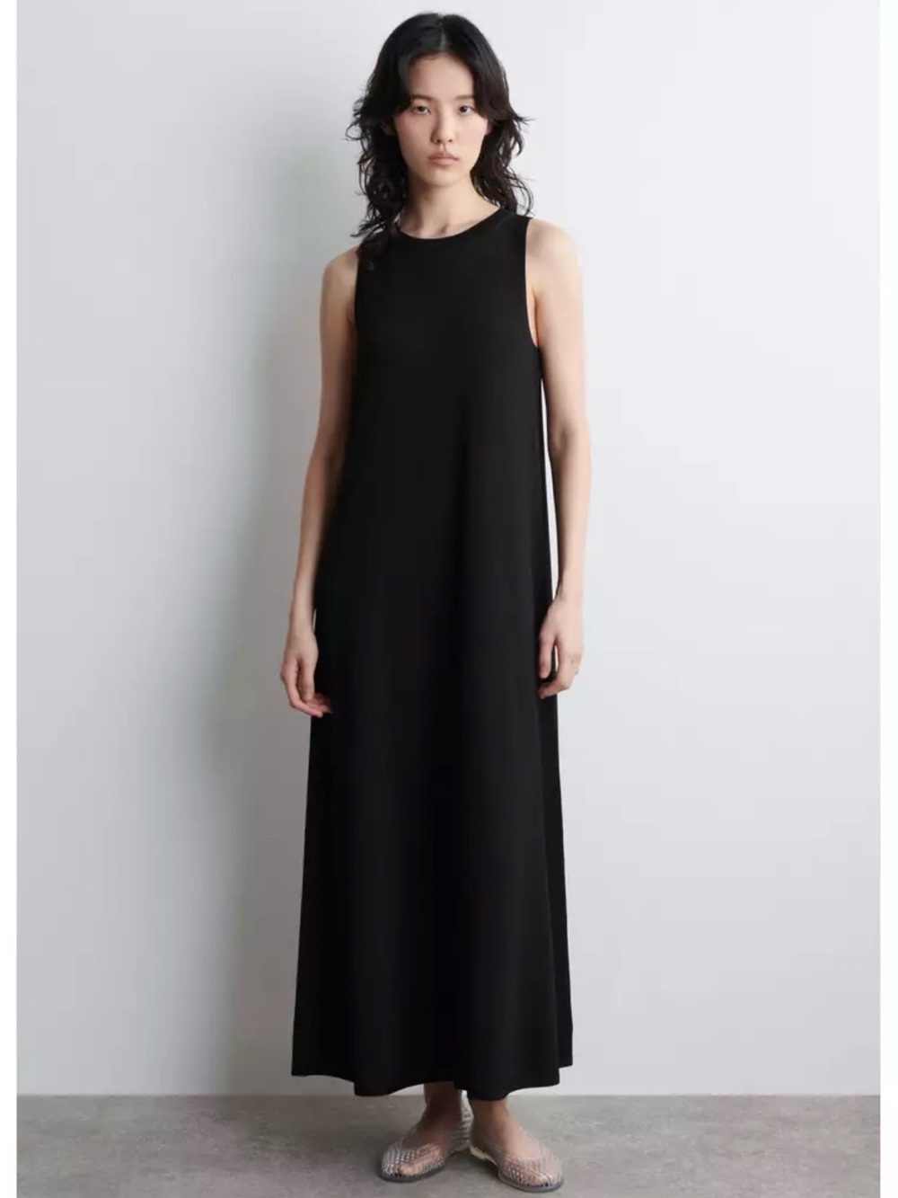 COS 100% Lyocell Sleeveless Jersey Maxi Tank Dress - Black Size S